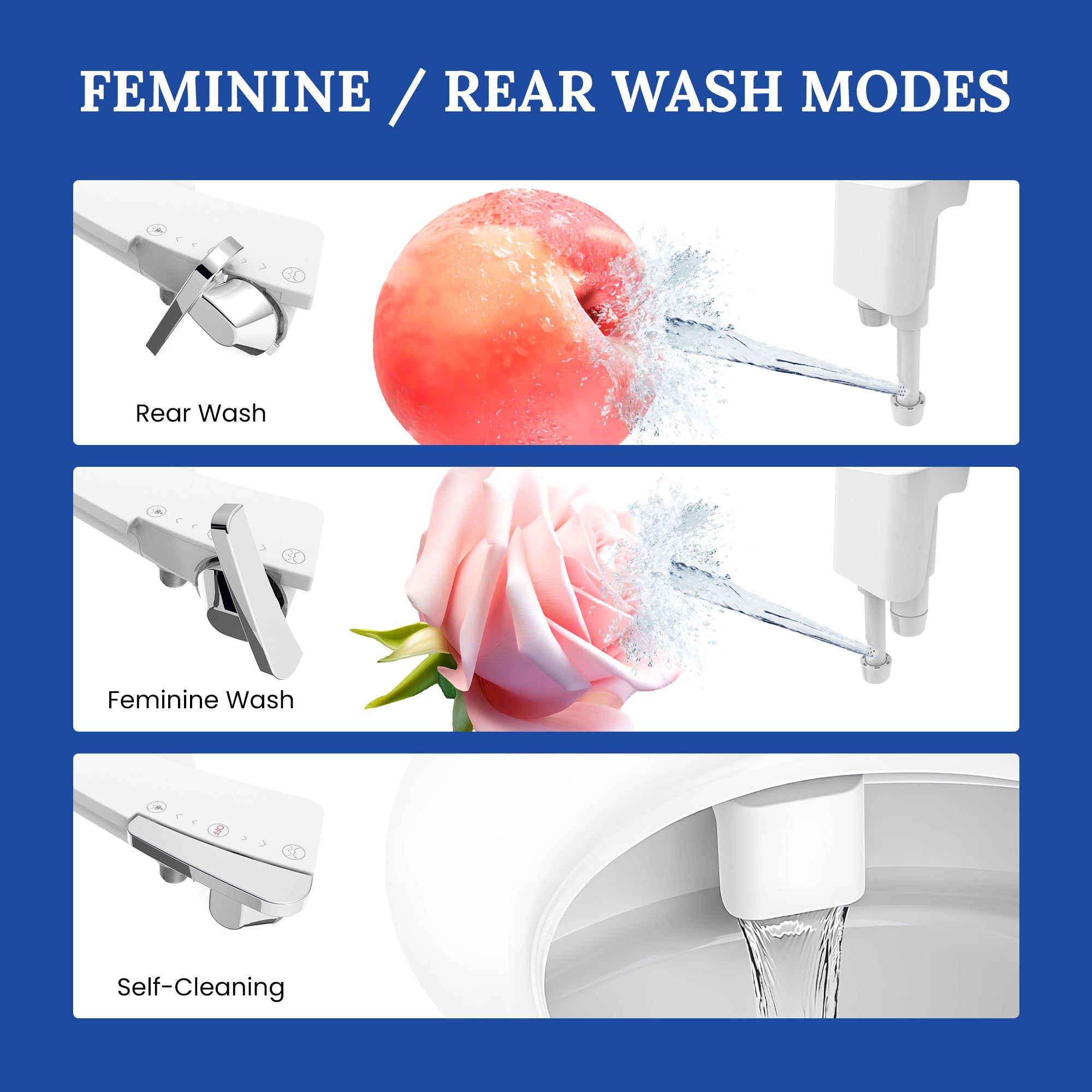 Ultra-Slim Dual-Nozzle Bidet Attachment - Adjustable Cold Water Pressure, Stainless Steel, Hygiene Upgrade,Non-Electric Bidet, (Silver)